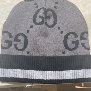 Gucci Black and Gray Logo Beanie